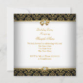 Invitation Elégante Gold White Diamond Noir fête d'anniversai (Dos)