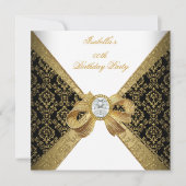 Invitation Elégante Gold White Diamond Noir fête d'anniversai (Devant)