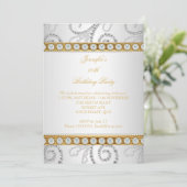 Invitation Elégante Gold White Diamond Pearl fête d'anniversa (Debout devant)