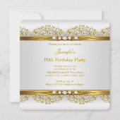 Invitation Elégante Gold White Silver Diamond Anniversaire Pa (Devant)