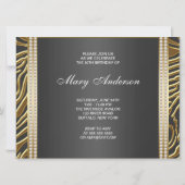 Invitation Elégante Gold Zebra femmes 50ème anniversaire fête (Dos)