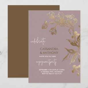 Invitation Elégante Golden Orchid Engagement Party
