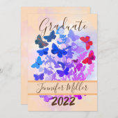 Invitation Élégante Graduate Butterfly Graduate Party (Devant / Derrière)