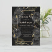 Invitation Élégante Graduation Caps Black Graduation (Debout devant)