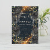 Invitation Élégante Graduation Caps Dots Graduation Party (Debout devant)