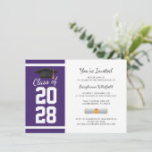 Invitation Élégante Graduation Purple 2025 Grad Party (Debout devant)
