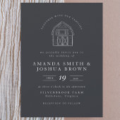 Invitation Élégante Grange Illustration Mariage de ferme