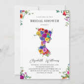 Invitation Élégante Gras Floral Femme Silhoutte Fête des mari (Devant)