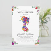 Invitation Élégante Gras Floral Femme Silhoutte Fête des mari (Debout devant)