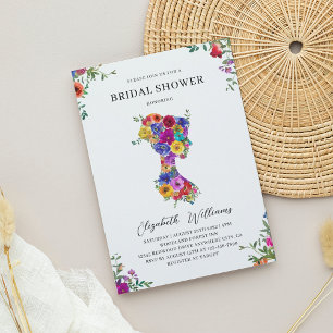 Invitation Élégante Gras Floral Femme Silhoutte Fête des mari