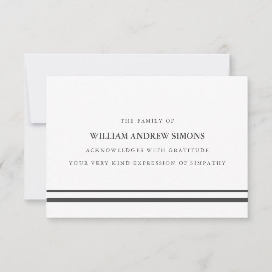Invitation Élégante Gris Gris Gris Gris Merci de Sympathie fu (Devant)