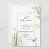 Invitation Elégante grue de bambou orientale 60ème anniversai (Devant)