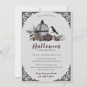 Invitation Élégante Halloween foncé Adulte Costume Party Invi