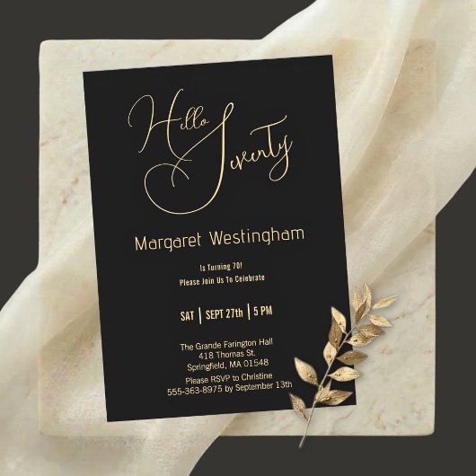 Invitation élégante « Hello Seventy » pour 70e ann