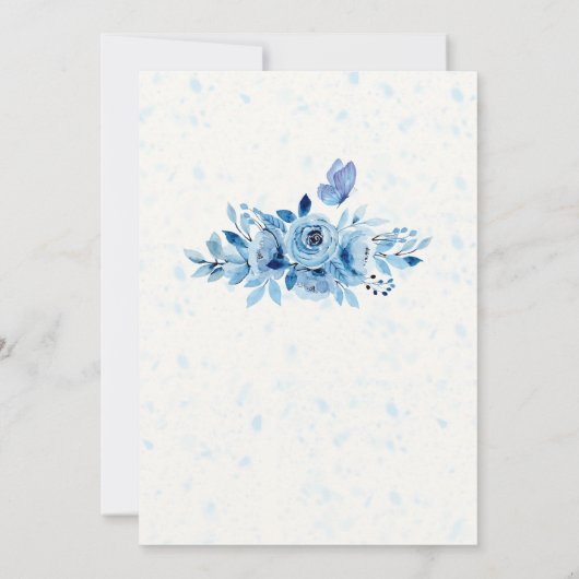 Invitation Elégante hiver Fleurs Bleues Bleues 50e anniversai (Dos)