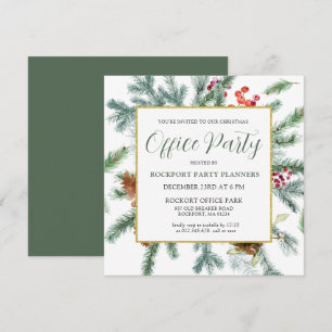 Invitation Elégante hiver verdure Noël Bureau fête