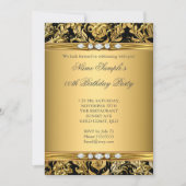 Invitation Elégante huile d'or Damask Diamant noir Anniversai (Devant)