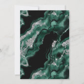 Invitation Élégante huile verte et Parties scintillant argent (Dos)