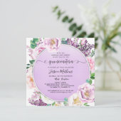 Invitation Élégante huile violette, aquarelle florale Quincea (Debout devant)