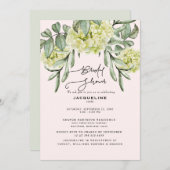 Invitation Elégante Hydrangea Blush & Mint Fête des mariées (Devant / Derrière)