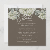 Invitation Elégante Hydrangea Fête des mariées Carré Brown (Devant)