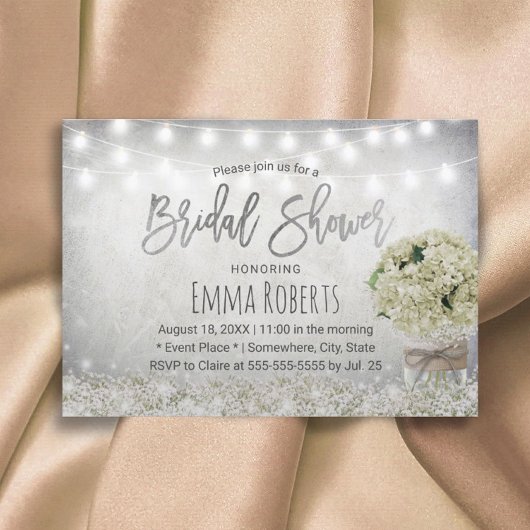 Invitation Elégante Hydrangea Jar Rustique Fête des mariées f