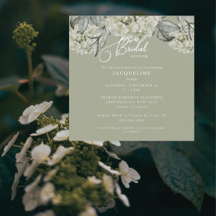 Invitation Elégante Hydrangea Sage Carré Fête des mariées II