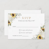 Invitation Elégante Hydrangea Sunflowers mariage RSVP (Devant / Derrière)