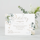 Invitation Elégante Hydrangea White Fête des mariées horizont (Debout devant)