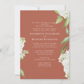 Invitation Elégante Hydrangée blanche cannelle V Mariage (Devant)