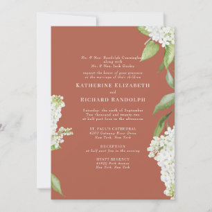 Invitation Elégante Hydrangée blanche cannelle V Mariage