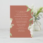 Invitation Elégante Hydrangée blanche cannelle V Mariage (Debout devant)