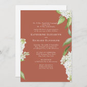 Invitation Elégante Hydrangée blanche cannelle V Mariage (Devant / Derrière)
