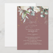 Invitation Elégante Hydrangée blanche Dusty Fête des mariées (Devant / Derrière)