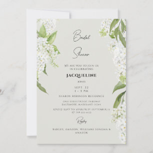 Invitation Elégante Hydrangée blanche Fête des mariées beige