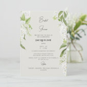 Invitation Elégante Hydrangée blanche Fête des mariées beige (Debout devant)