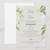 Invitation Elégante Hydrangée blanche Fête des mariées beige (Devant / Derrière)