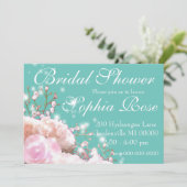 Invitation Elégante hydrangée blanche fleurie comme douche nu (Debout devant)