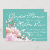 Invitation Elégante hydrangée blanche fleurie comme douche nu (Devant / Derrière)