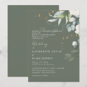 Invitation Elégante Hydrangée Blanche Mariage Riche (Devant / Derrière)