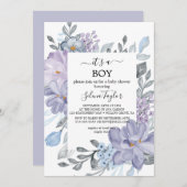 Invitation Elégante Hydrangée Bleue | C'est un Baby shower po (Devant / Derrière)