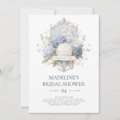 Invitation Elégante Hydrangée Bleue Douche nuptiale Invitatio (Devant)
