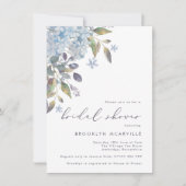 Invitation Elégante Hydrangée Bleue Douche nuptiale Invitatio (Devant)