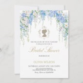 Invitation Elégante Hydrangée Bleue et Fête des mariées Rose  (Devant)