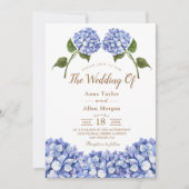 Invitation Élégante Hydrangée Bleue Florale (Devant)