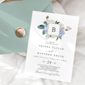 Invitation Elégante Hydrangée Bleue | Mariage de monogramme b