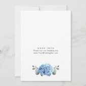 Invitation Elégante Hydrangée Bleue Perles Florales & Prosecc (Dos)
