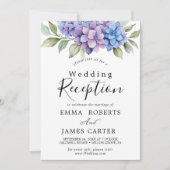 Invitation Elégante Hydrangée Bleue | Réception de mariage bl (Devant)