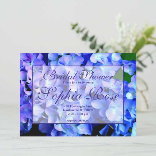 Invitation Elégante hydrangée florale bleue hydrangée nuptial (Debout devant)
