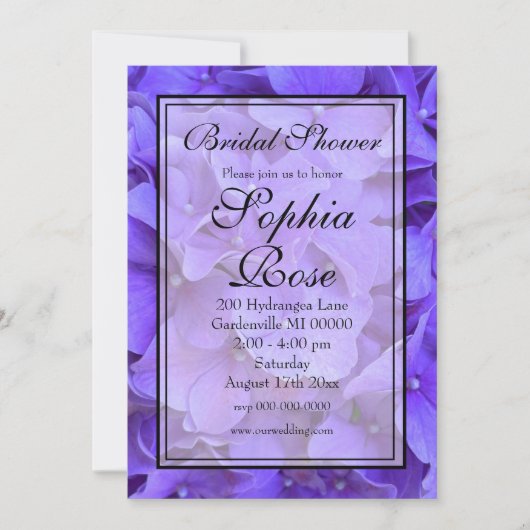 Invitation Elégante Hydrangée Lavande violette douche nuptial (Devant)